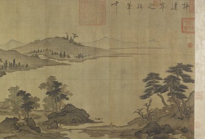 Fiume autunnale nella pioggia e nelle nuvole da Ming Dynasty Chinese School