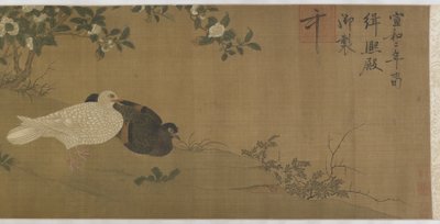 Camelie, piccioni e uccelli canori da Ming Dynasty Chinese School