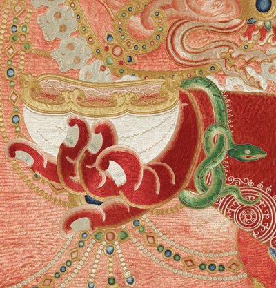 Dettaglio di Thangka Imperiale Ricamato in Seta da Ming Dynasty Chinese School