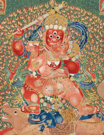 Dettaglio di Thangka di seta imperiale ricamata da Ming Dynasty Chinese School