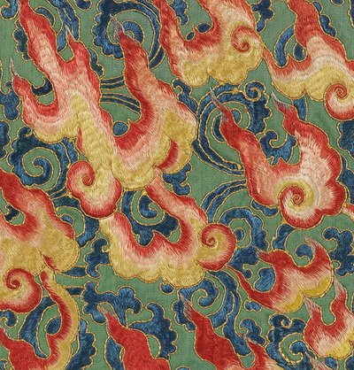 Dettaglio di Thangka di seta imperiale ricamata da Ming Dynasty Chinese School