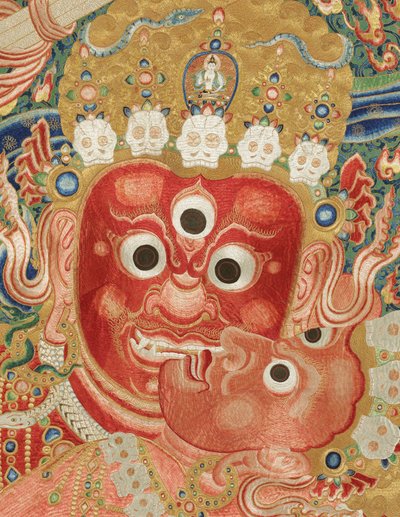 Dettaglio di Thangka di seta imperiale ricamata da Ming Dynasty Chinese School