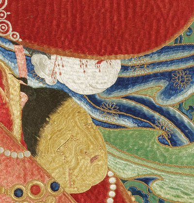 Dettaglio di Thangka Imperiale Ricamato in Seta da Ming Dynasty Chinese School