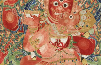 Dettaglio di Thangka Imperiale Ricamato in Seta da Ming Dynasty Chinese School