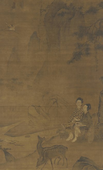 Immortali femminili che raccolgono erbe da Ming Dynasty Chinese School