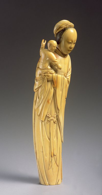 Figura di Guanyin con un bambino da Ming Dynasty Chinese School