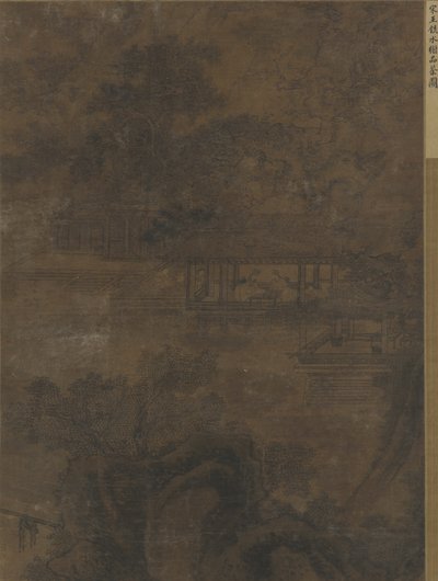 Paesaggio: due uomini in un padiglione sotto gli alberi da Ming Dynasty Chinese School