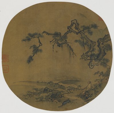 Seduto sotto un pino, 15°-16° secolo da Ming Dynasty Chinese School