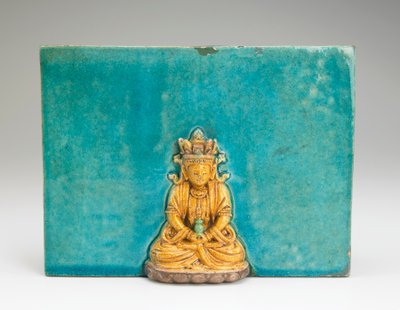 Piastrella con figura del Buddha Amitabha da Ming Dynasty Chinese School