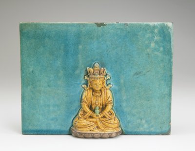 Piastrella con figura del Buddha Amitabha da Ming Dynasty Chinese School