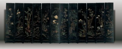 Schermo coromandel a dodici pannelli, Weiping da Ming Dynasty Chinese School