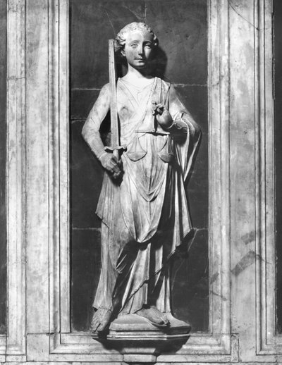 Giustizia, dal Monumento a Bernardo Giugni, c.1460 (marmo) (foto b/n) da Mino da Fiesole