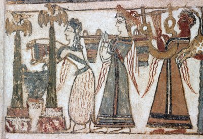 Dettaglio, affresco su sarcofago da Hagia Triada da Minoan