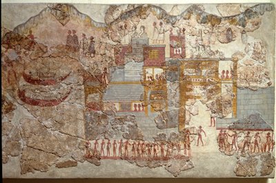 Arte minoica: affresco delle barche da Akrotiri a Santorini. XVI secolo a.C. Atene, Museo Archeologico Nazionale da Minoan