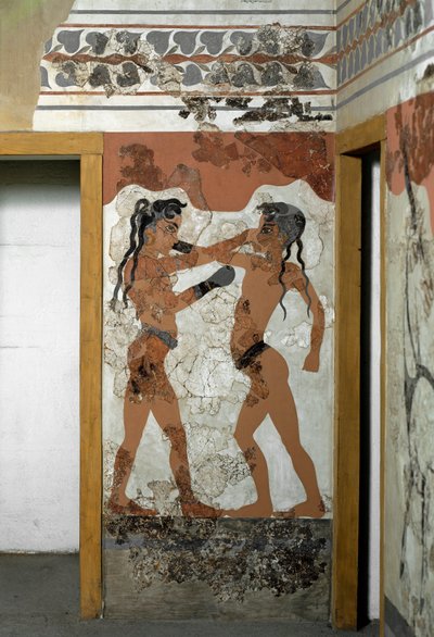 Arte minoica: combattimento tra due pugili (affresco da Akrotiri a Santorini) da Minoan