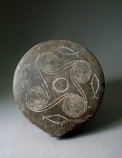 Arte minoica: disco circolare di Naxos in terracotta. Civiltà minoica. 2400-2000 a.C. Atene, Museo Archeologico Nazionale da Minoan