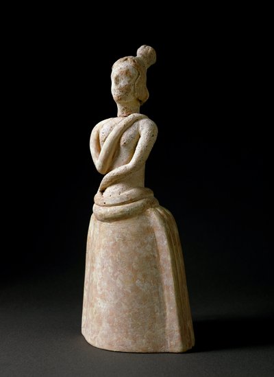 Arte minoica: figurina in terracotta di donna in atteggiamento di adorazione da Minoan