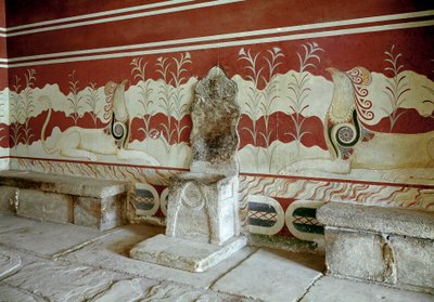 Civiltà minoica: vista della sala del trono del palazzo di Minosse a Cnosso da Minoan