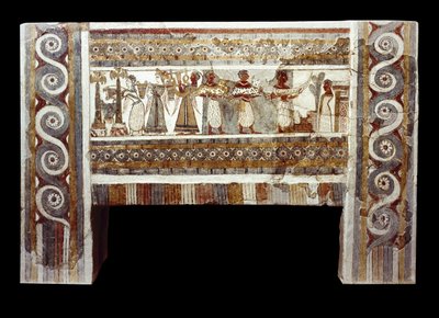 Scena di culto dei morti, affresco sul sarcofago di Haghia Triada da Minoan