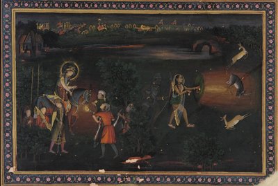 Caccia al cervo di notte da Mir Kalan Khan
