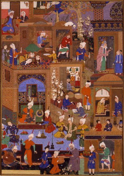 Notte in una città, probabilmente un foglio da un manoscritto illustrato, c.1540 da Mir SayyidAli
