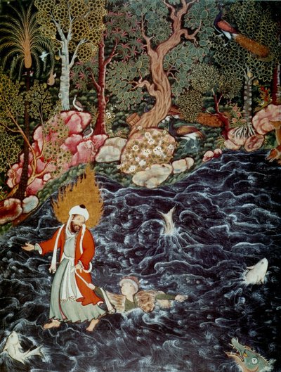 Il profeta Elia salva il principe Nur ad-Dahr dal Hamzanama, 1562-1577 da Mir Sayyid Ali