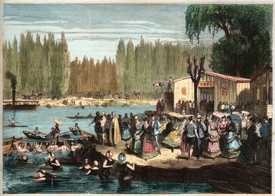Nuoto a La Grenouillère, appena fuori Parigi - La grenouillère a Croissy-sur-Seine nel 1869 - d