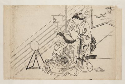 Donna che si pettina i capelli da Mitsunobu Hasegawa