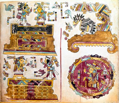 Codice Mixteco con illustrazioni di attività quotidiane da Mixtec Mixtec