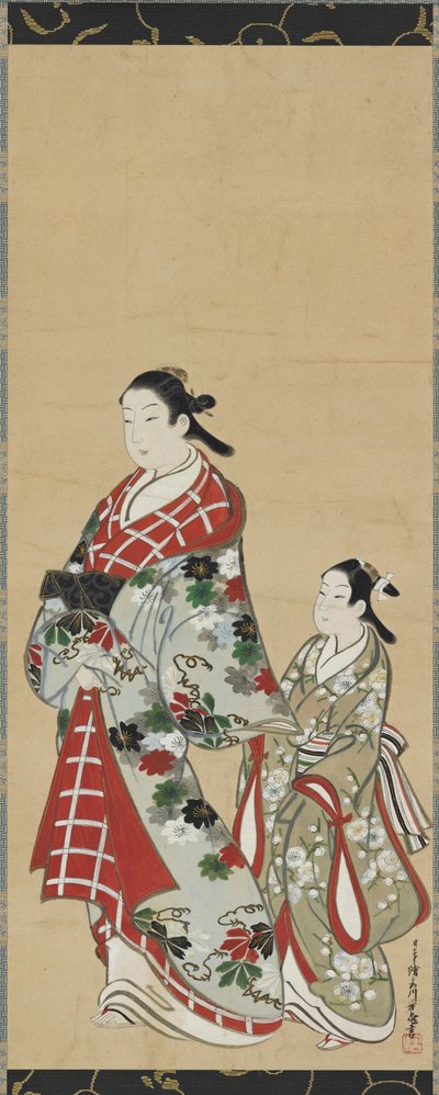 Yujo e la sua apprendista kamuro, periodo Edo, 1615-1868 da Miyagawa Choki