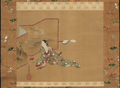 Una bellezza dietro uno schermo da Miyagawa Chōshun
