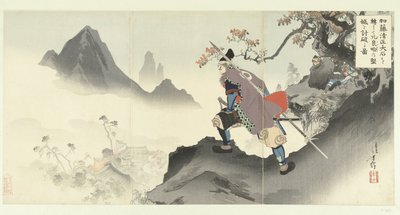 Kato Kiyomasa distrugge e conquista il palazzo di Orankai facendo rotolare un masso da Mizuno Toshikata