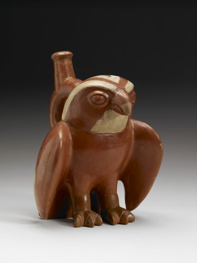 Vaso a forma di falco, 200-450 d.C. (terracotta con ingobbio) da Moche Moche