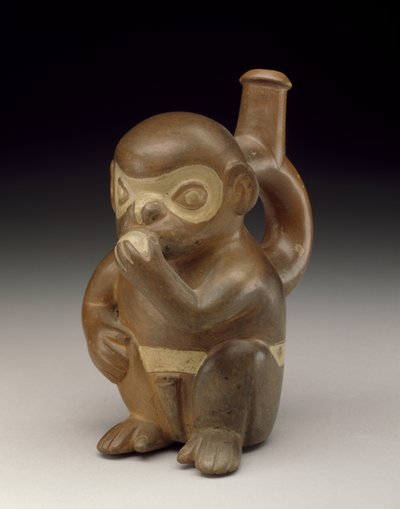Vaso a forma di scimmia, 50-100 d.C. da Moche Moche