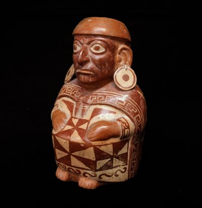 Arte precolombiana, civiltà mochica: vaso rappresentante il "Tessile" - 200 a.C.-700 d.C. Lima, Museo Nazionale di Antropologia e Archeologia, Perù da Moche Moche