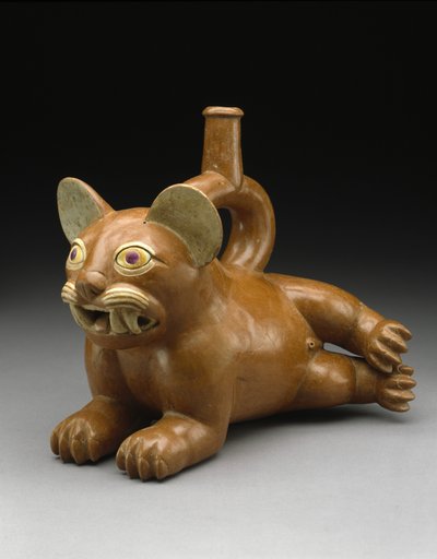 Vaso felino reclinato da Moche Moche