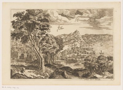 Paesaggio costiero con uccelli in volo da Moise Jean Baptiste Fouard