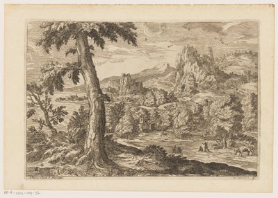 Paesaggio con figure lungo un fiume (Paesaggi da Tiziano) da Moise Jean Baptiste Fouard