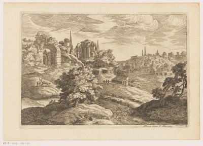 Paesaggio con rovine e cervi da Moise Jean Baptiste Fouard