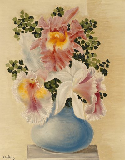 Vaso blu con orchidee; Vase Bleu aux Orchidees da Moise Kisling