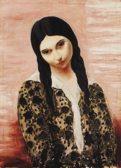 Ragazza seduta su stuoie; Jeune Fille assis aix Nattes da Moise Kisling
