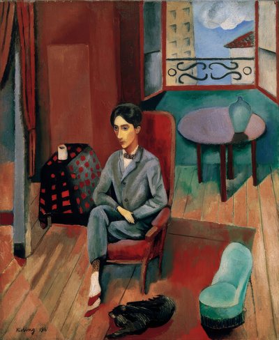Jean Cocteau seduto nel suo studio da Moise Kisling