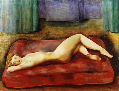 Nudo su letto rosso; Nu au Lit Rouge da Moise Kisling