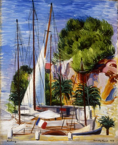 Barche a vela nel porto di Sanary; Voiliers dans le Port de Sanary da Moise Kisling