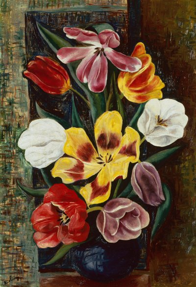 Vaso di tulipani (olio su tela) da Moise Kisling