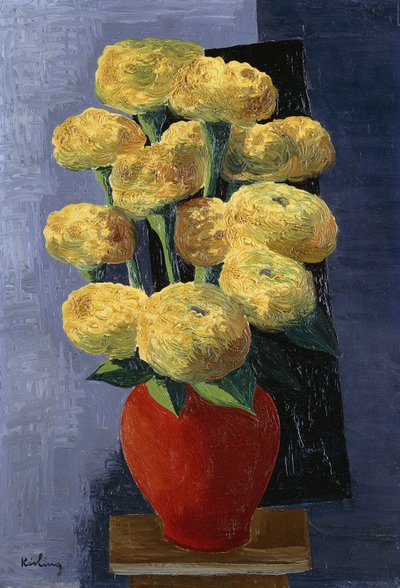 Fiori gialli in un vaso rosso; Fleurs Jaunes dans un Vase Rouge da Moise Kisling