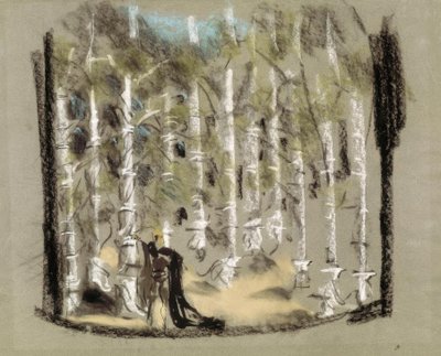 Bozzetto scenografico: La foresta da Molière