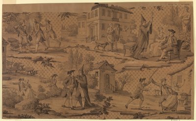 Cartone per stampa su cotone: scene da "Il medico per forza" di Molière da Molière