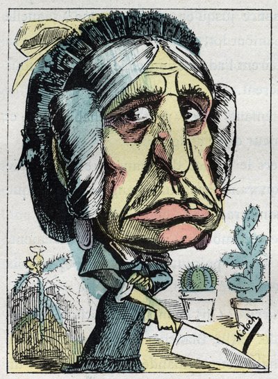 Allegoria della “matrigna” (Belle mere) in “Le Trombinoscope” di Touchatout, caricatura di B. Moloch del 1882 (1849-1909). Collezione privata da Moloch
