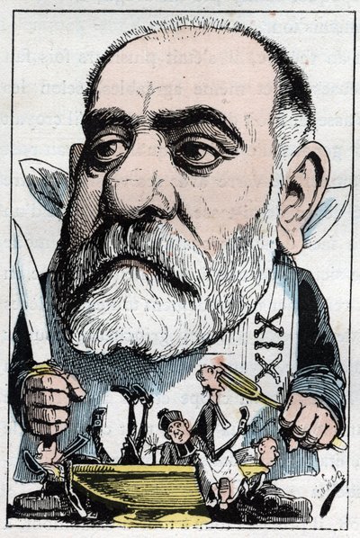 Caricatura del critico drammatico Francisque Sarcey (1827-1899) da Moloch